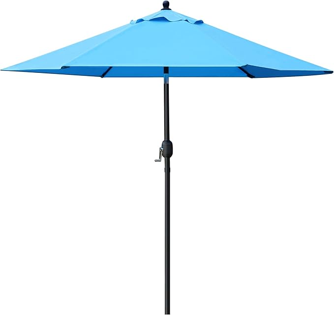 Sunnyglade 7.5' Patio Umbrella Outdoor Table Market Umbrella with Push Button Tilt/Crank, 6 Ribs (Blue)