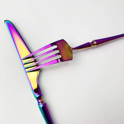 JASHII 20-piece 18/10 Stainless Steel Rainbow Flatware/Cutlery/ Set Service for 4 Person, Include Knife/Fork/Spoon, Mirror Polished (Rainbow)