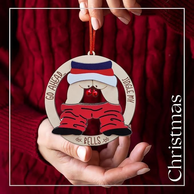 Jingle My Bell Ornaments, Santa Christmas Ornaments 2025, White Elephant Gifts for Women, Jingle Bell Ornaments for Christmas Tree, Funny Wooden Christmas Ornaments 2025