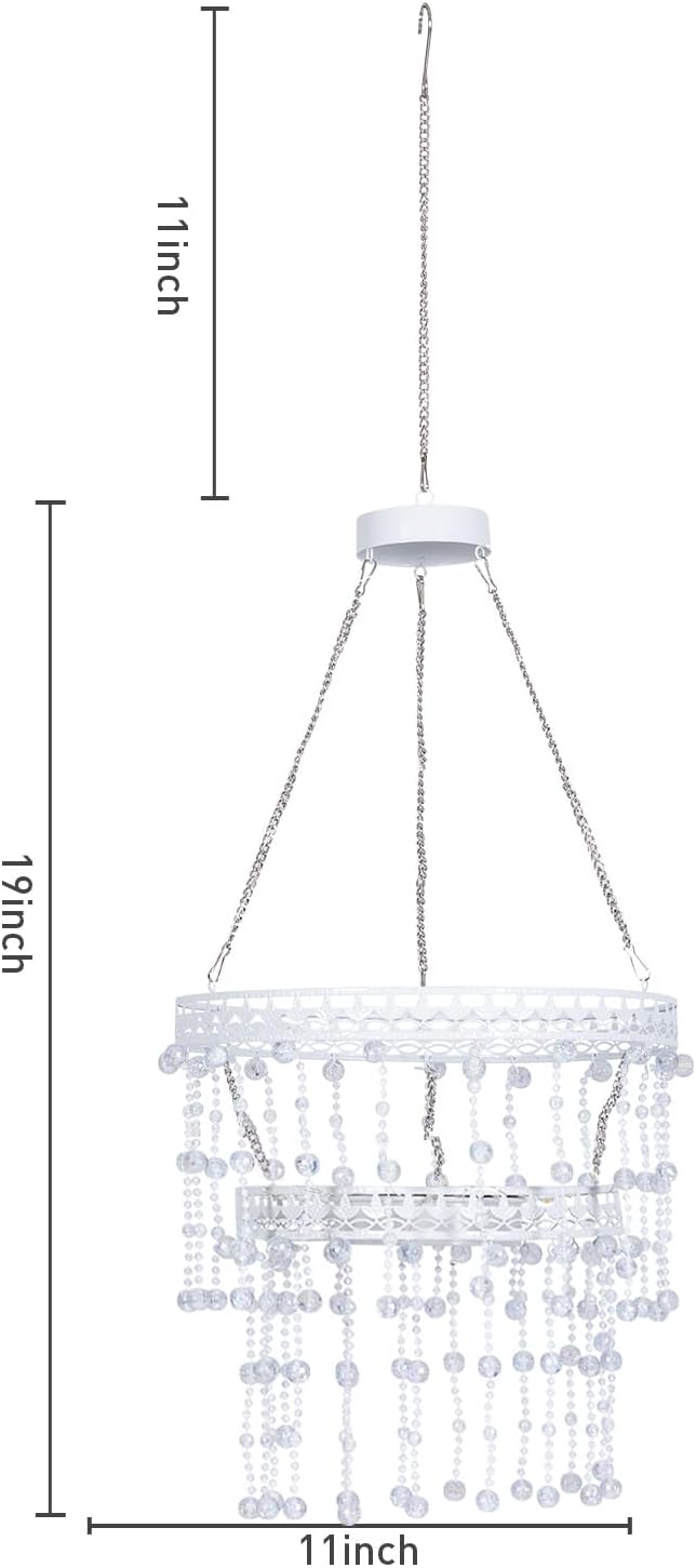 Solar Hanging Crystal Chandelier Outdoor Garden Decorative Lights Powerful Lithium Battery 54 Warm White LEDs Waterproof Hanging Lantern for Garden, Yard, Patio, Gazebo, Party, Wedding 2 Tier