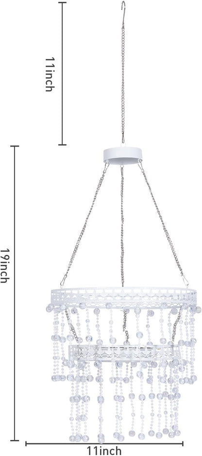 Solar Hanging Crystal Chandelier Outdoor Garden Decorative Lights Powerful Lithium Battery 54 Warm White LEDs Waterproof Hanging Lantern for Garden, Yard, Patio, Gazebo, Party, Wedding 2 Tier