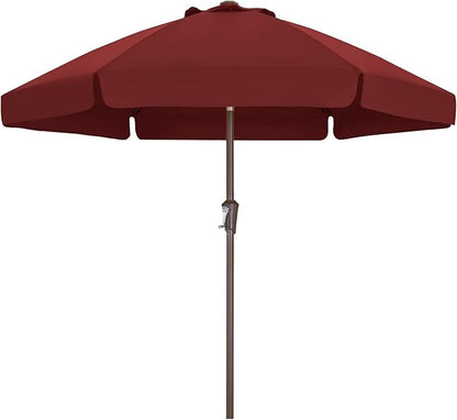 ABCCANOPY 7.5ft Scalloped Patio Umbrella, Outdoor Table Umbrella with Tilt and Crank, Fiberglass Ribs Deck Umbrella for Patio, Pool, Garden, Picnic (Burgundy)