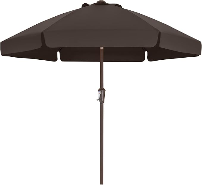 ABCCANOPY 7.5ft Scalloped Patio Umbrella, Outdoor Table Umbrella with Tilt and Crank, Fiberglass Ribs Deck Umbrella for Patio, Pool, Garden, Picnic (Brown)