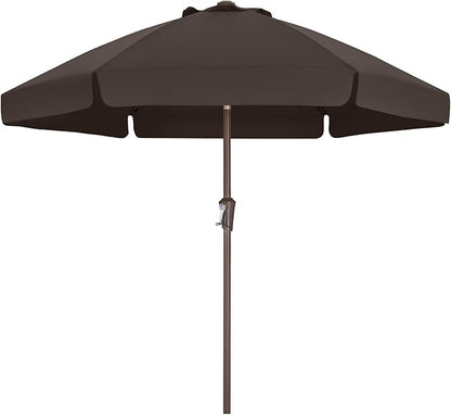 ABCCANOPY 7.5ft Scalloped Patio Umbrella, Outdoor Table Umbrella with Tilt and Crank, Fiberglass Ribs Deck Umbrella for Patio, Pool, Garden, Picnic (Brown)