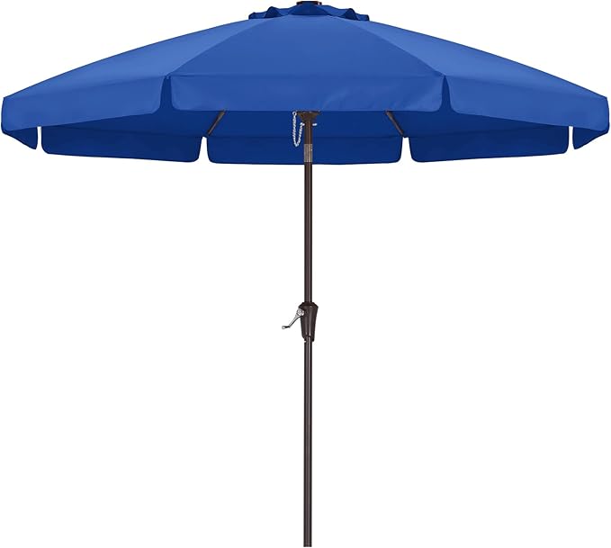 ABCCANOPY 10ft Scalloped Patio Umbrella, Outdoor Table Umbrella with Tilt and Crank, Fiberglass Ribs Deck Umbrella for Patio, Pool, Garden, Picnic (Blue)