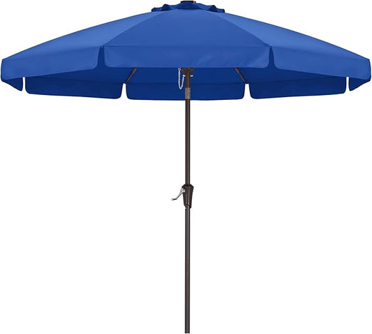 ABCCANOPY 10ft Scalloped Patio Umbrella, Outdoor Table Umbrella with Tilt and Crank, Fiberglass Ribs Deck Umbrella for Patio, Pool, Garden, Picnic (Blue)