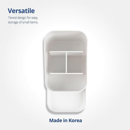 BLUE GINKGO Desk Holder – Korean-Made Office Organizer for Pencils, Pens, Notes, and Desk Supplies (White)