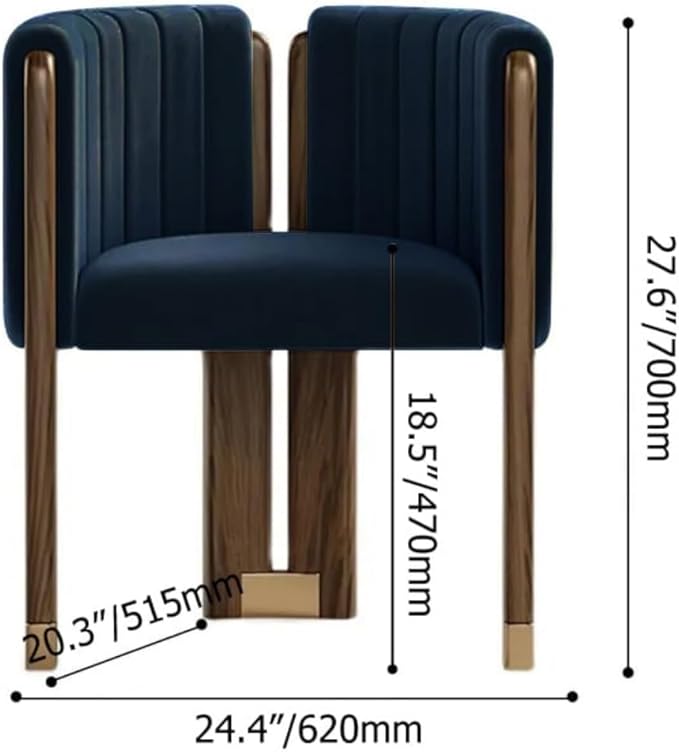 Velvet Fluted Accent Chair for Living Room with Wood Frame, High Resilience Foam, Elegant Modern Armchair (Blue)