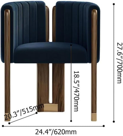 Velvet Fluted Accent Chair for Living Room with Wood Frame, High Resilience Foam, Elegant Modern Armchair (Blue)