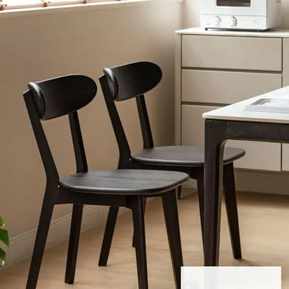 Oak Dining Chairs, Kitchen Chairs, 100% Solid Wood Modern Dinner Chair with Curved Backrest, Dining Room Chair for Kitchen, Living Room, Study (1PK, Black)