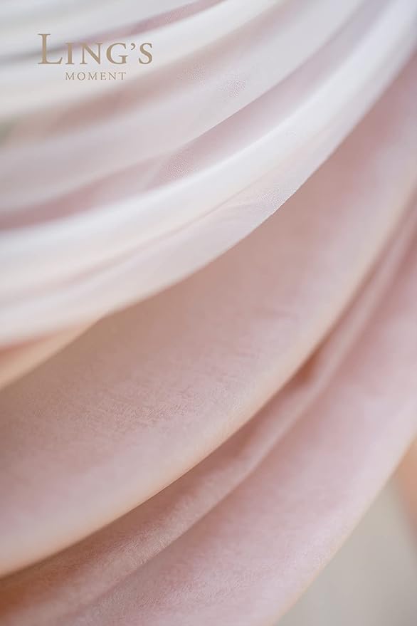 Ling's Moment Pink Mauve Artificial Wedding Arch Flowers Kit Pack of 4, 2pcs Hanging Flower Arrangement 2pcs Chiffon Drapes Spring Ceremony Reception Fake Rose Arbor Backdrop Floral Outdoor Decor