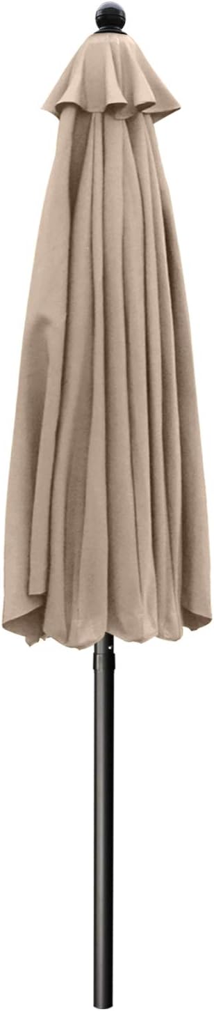 ABCCANOPY 7.5ft Scalloped Patio Umbrella, Outdoor Table Umbrella with Tilt and Crank, Fiberglass Ribs Deck Umbrella for Patio, Pool, Garden, Picnic (Khaki)