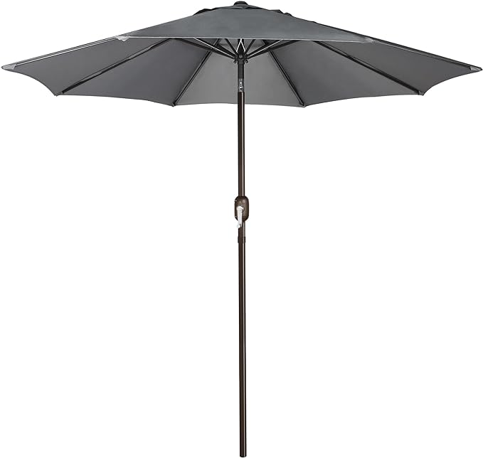 Blissun 9' Outdoor Patio Umbrella, Outdoor Table Umbrella, Yard Umbrella, Market Umbrella with 8 Sturdy Ribs, Push Button Tilt and Crank
