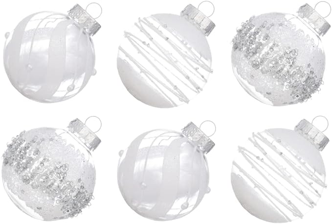 XmasExp Christmas Ball Ornaments Set, Shatterproof Christmastree Decorations,12ct Large Plastic Hanging Ornaments 70mm/2.76",Snow White