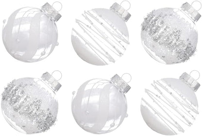 XmasExp Christmas Ball Ornaments Set, Shatterproof Christmastree Decorations,12ct Large Plastic Hanging Ornaments 70mm/2.76",Snow White