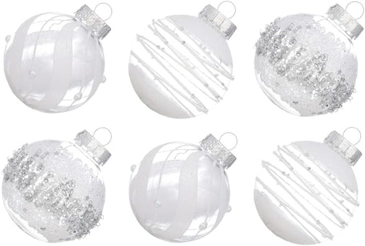 XmasExp Christmas Ball Ornaments Set, Shatterproof Christmastree Decorations,12ct Large Plastic Hanging Ornaments 70mm/2.76",Snow White