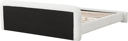 Full Size Bed Frame, Upholstered Cloud Boucle Platform Beds Frames with Headboard, Anti-Collision Soft Rounded Corners Footboard, No Box Spring Required, Easy Assembly (23.8" White, Full)