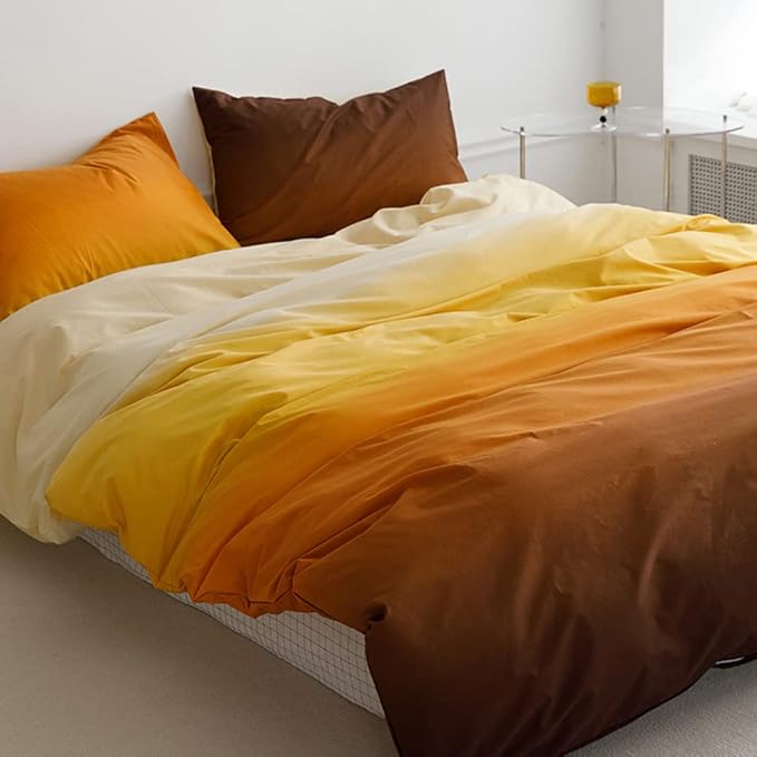 CLOTHKNOW Orange Pumpkin Full Size Comforter Set 3Pcs Dark Orange Bedding Comforter Sets Light Yellow Comforter Full Soft Yellow Comforter Sets Full