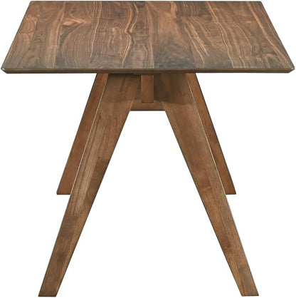Acanva Farmhouse Rectangular Dining Table for 6 People, Modern Mid-Century Walnut Kitchen Dinner Tables Furniture, Natural Walnut
