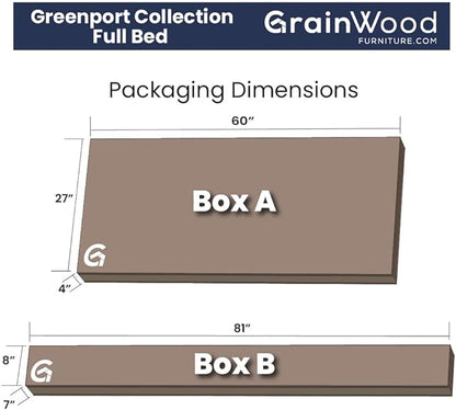 Grain Wood Furniture Greenport Solid Wood Platform Bed, Full Size, Brushed Driftwood