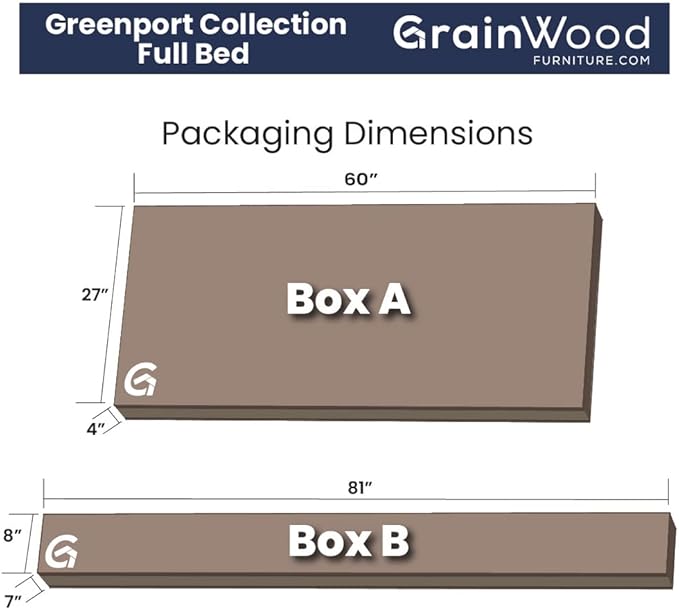 Grain Wood Furniture Greenport Solid Wood Platform Bed, Full Size, Brushed Grey