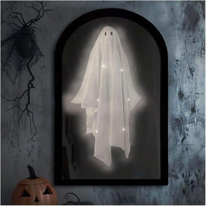 2025 Halloween Hologram Ghost Looking Glass Hologram, Spooky Scary Ghosts Haunted Looking Glass Halloween Decor Indoor, Bedroom Kitchen and Fireplace Decor