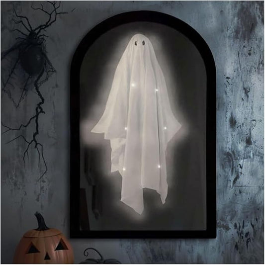 2025 Halloween Hologram Ghost Looking Glass Hologram, Spooky Scary Ghosts Haunted Looking Glass Halloween Decor Indoor, Bedroom Kitchen and Fireplace Decor