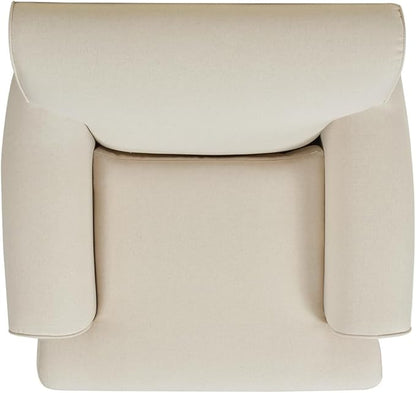 Jennifer Taylor Home Alana Lawson Accent Arm Chair Metal Casters, Light Beige Linen