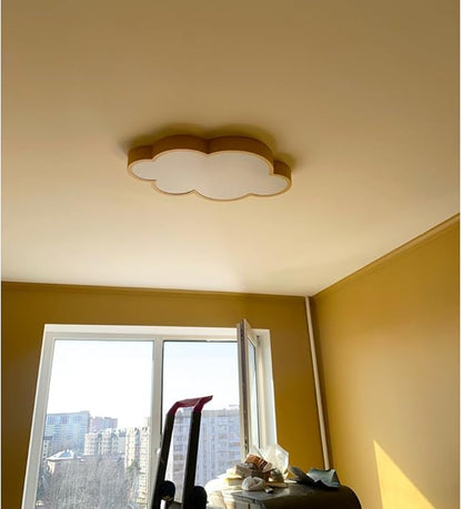 Cloud Shape Led Ceiling Light, 48Cm/19Inch, 36W, Yellow, with Remote Control 4 Color Temperatures,Adjustable Warm Light Eye Protection Bedroom Study/Kindergarten Ceiling Lights