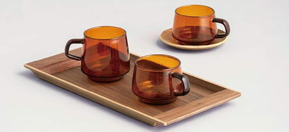 KINTO 21742 SEPIA Cup & Saucer, 9.1 fl oz (270 ml), Amber, Heat-Resistant Glass, Gift, Present