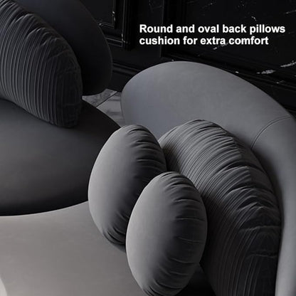 homary Modern 7 Seat Sectional Sofa Curved Modular Beige Velvet Upholstered with Ottoman (Deep Gray, 145.7" L x 31.5" W x 30.7" H)