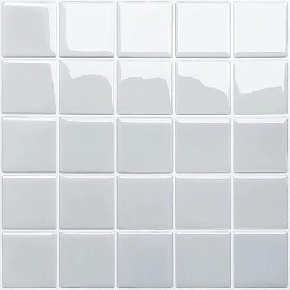 Alwayspon 10 Sheets 10"x10" Grey 3D Vinyl Backsplash Tiles, Self-Adhesive Peel and Stick Wall Tile Stickers Stick on Subway Tiles for Kitchen Bathroom Wall