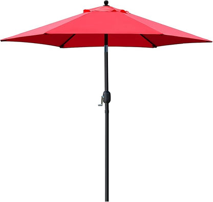 Sunnyglade 7.5' Patio Umbrella Outdoor Table Market Umbrella with Push Button Tilt/Crank, 6 Ribs (Red)
