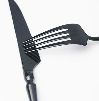 JASHII 20-piece 18/10 Stainless Steel Black Flatware/Cutlery/ Set Service for 4 Person, Include Knife/Fork/Spoon, Mirror Polished (Black)