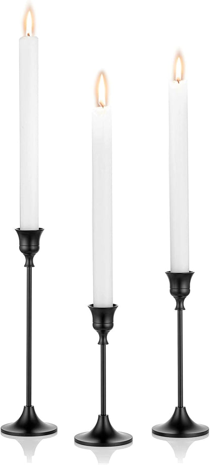Nuptio 3 Pcs Black Candlestick Holders Taper Candles Holder Candle Stick Holder for Dining Halloween Candle Holders for Tapered Candles Decorative Centerpiece for Christmas Party Housewarming