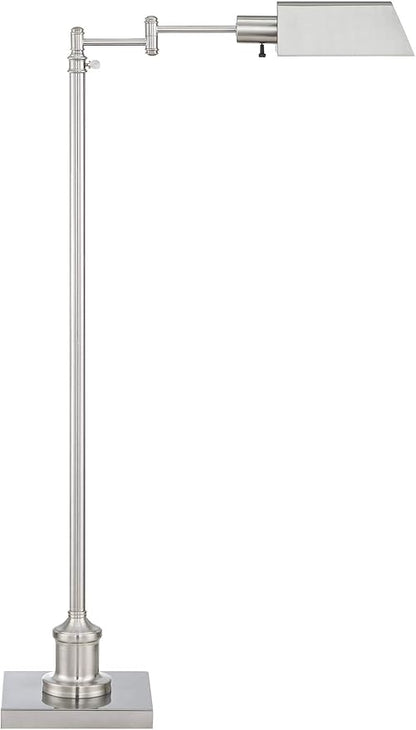 Regency Hill Jenson Traditional Farmhouse Adjustable Pharmacy Light Floor Lamp Swing Arm Standing Base 54" Tall Brushed Nickel Silver Metal for Living Room Reading House Bedroom Home Office