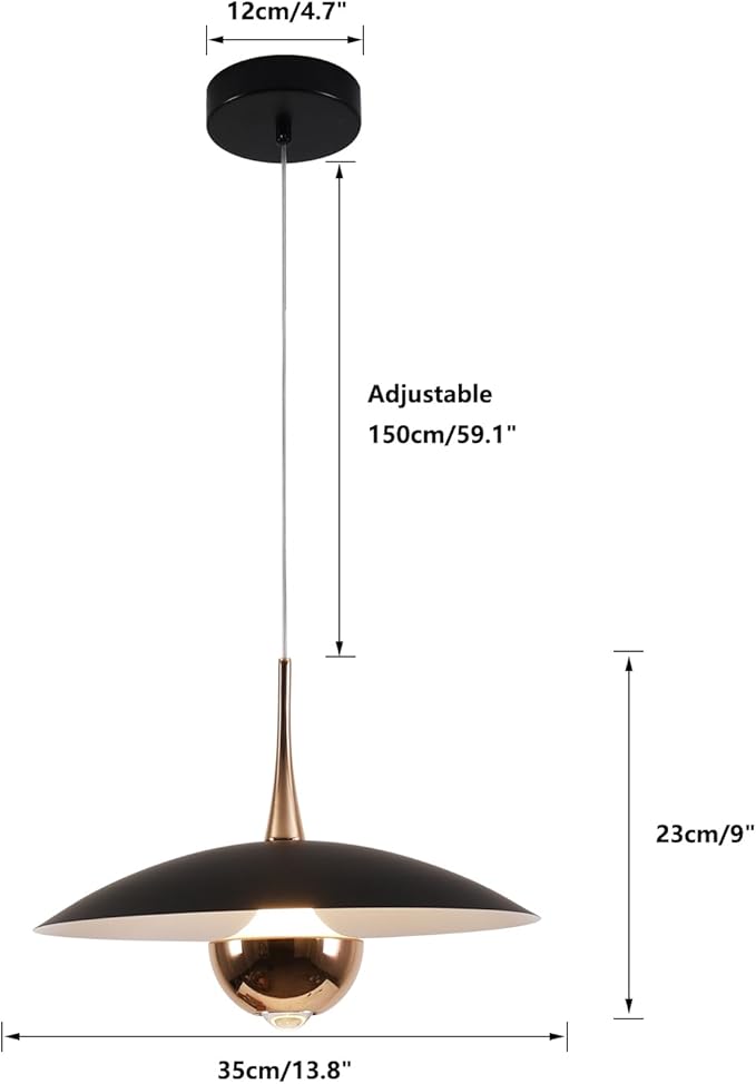 Modern Black Pendant Lighting Fixture Mini Metal Ceiling Light Adjustable Modern Hanging Lamp for Kitchen Bedroom Living Room