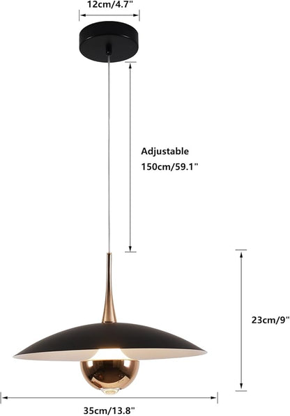 Modern Black Pendant Lighting Fixture Mini Metal Ceiling Light Adjustable Modern Hanging Lamp for Kitchen Bedroom Living Room