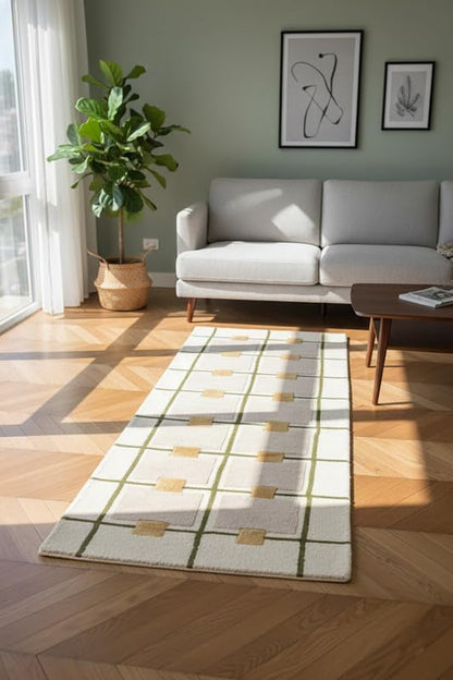 Greer Hand-Tufted Wool Rug - Elegant Taupe and Olive Geometric Pattern for Sophisticated Home Decor (8x10 Ft)