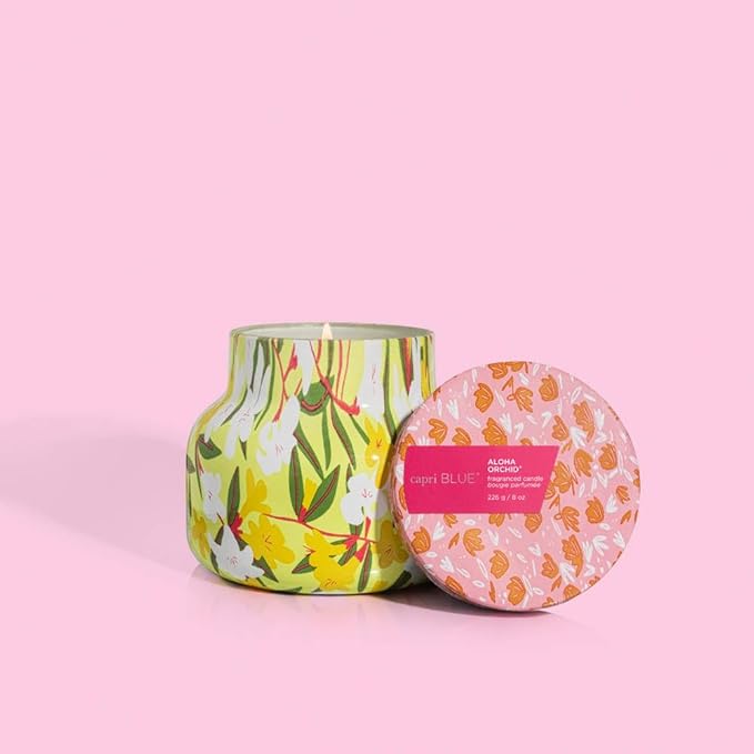 Capri Blue Scented Candles - Pattern Play Glass Jar Candles - Long Lasting Soy Wax Blend - Luxury Home Decor - Notes of Orchid, Jasmine, Gardenia & Floral Musk - Gifts for Women (Aloha Orchid, 8 oz)