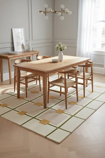 Greer Hand-Tufted Wool Rug - Elegant Taupe and Olive Geometric Pattern for Sophisticated Home Decor (3x5 Ft)