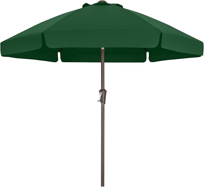 ABCCANOPY 7.5ft Scalloped Patio Umbrella, Outdoor Table Umbrella with Tilt and Crank, Fiberglass Ribs Deck Umbrella for Patio, Pool, Garden, Picnic (Green)