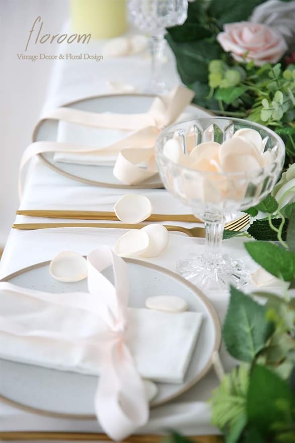 Floroom 500pcs Rose Petals Cream Faux Silk Flower Petals for Wedding Flower Girl Basket Aisle Scatter Dinner Table Centerpieces Party Confetti Bridal Shower Romantic Night Decoration