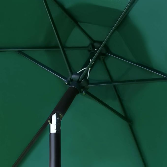 Sunnyglade 7.5' Patio Umbrella Outdoor Table Market Umbrella with Push Button Tilt/Crank, 6 Ribs (Dark Green)
