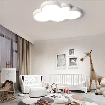Cloud-Shaped Ceiling Light for Kids Room - 3-Color Adjustable, Dimmable LED Nursery Light, Flush Mount Modern Ceiling Lamp for Bedroom, Playroom (White) 22IN 48w