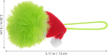 TOYANDONA 10PCS Faux Fur Pom Pom Ball - Furry Christmas Ball Ornaments with Santa Hat Tree Christmas Hanging Decorations for Party Supply Fireplace Mantel Wall Decor