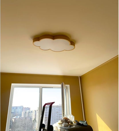 Cloud Shape LED Ceiling Light for Kids Room, 58cm/22inch, 48W, Yellow, with Remote Control 4 Color Temperatures, Eye Protection Bedroom Study/Nursery Ceiling Light