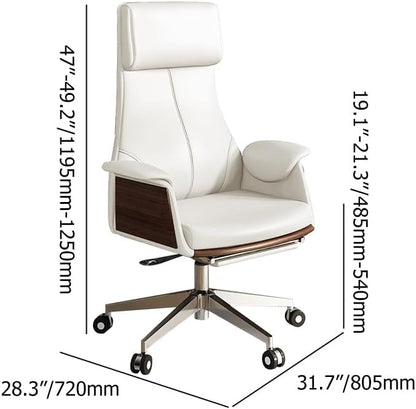 homary Modern Home Executive Office Chair, High Back Adjustable Swivel Chair Faux Leather Ergonomic Task Chair with Adjustable Height & Rolling Base, White