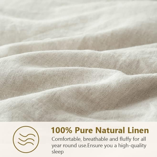 Simple&Opulence 100% Linen Euro Sham Pillow Covers Belgian Flax-Set of 2, Decorative Pillow Cover with Tassels, Boho Shabby Chic Style for Couch/Bed, Natural Linen, 26" x 26"