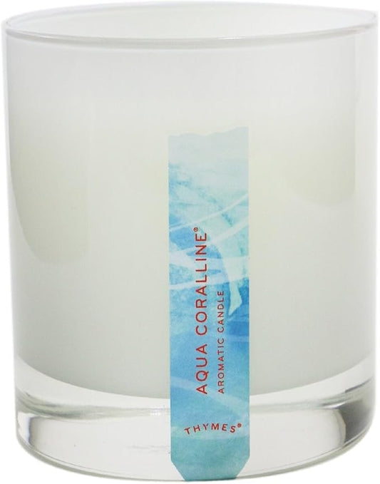 Thymes Aromatic Jar Candle - Aqua Coralline Scented Candle for a Fresh Home Fragrance - Matte White Candles (7.5 oz)